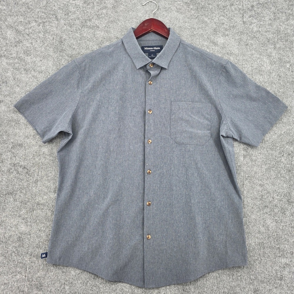 Mizzen Main Leeward Short Sleeve Button Down Shirt Blue Trim Fit Large 1WS-1039